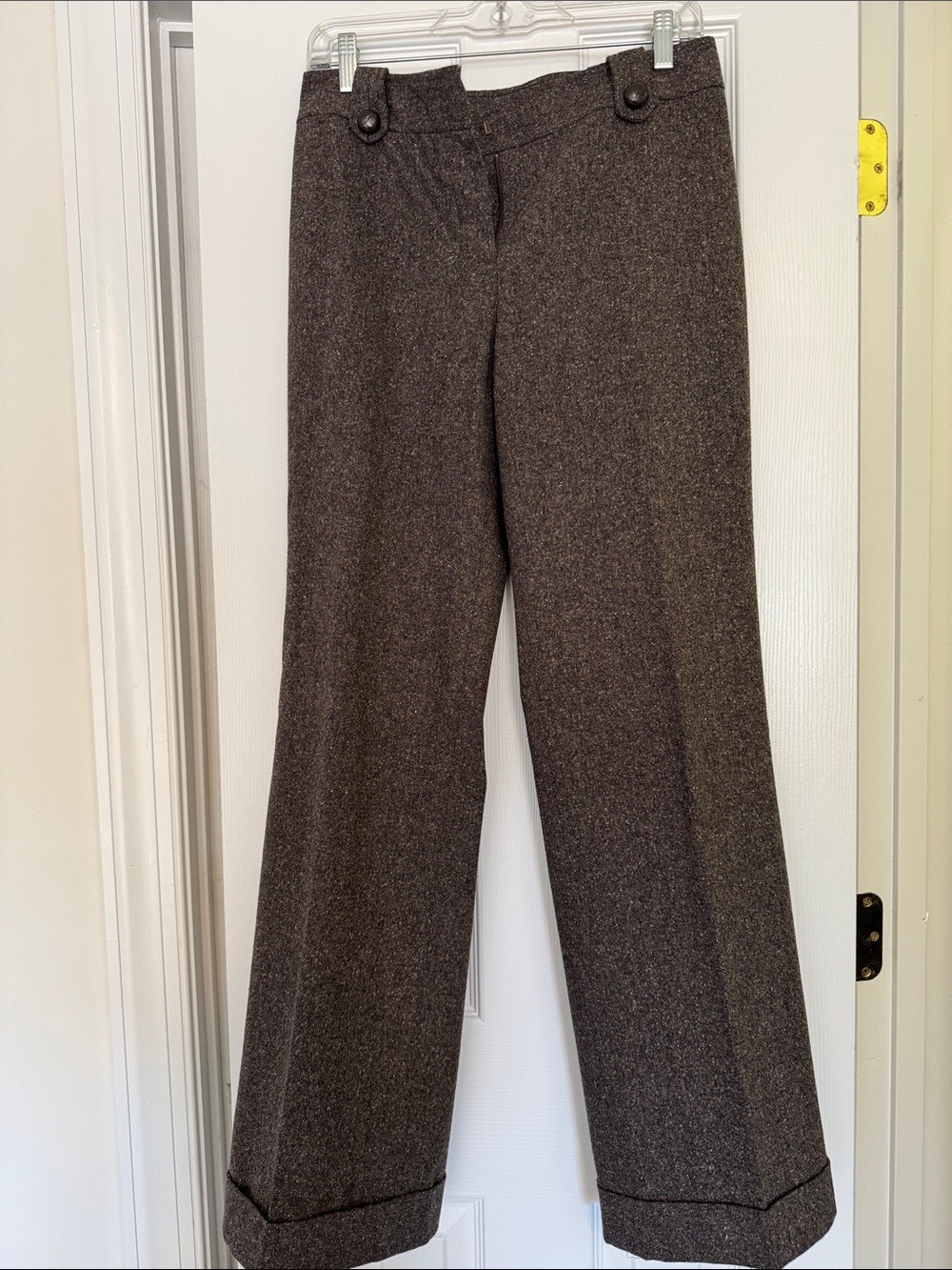 Ann Taylor Dark Brown Tweed Wide-Leg Trousers